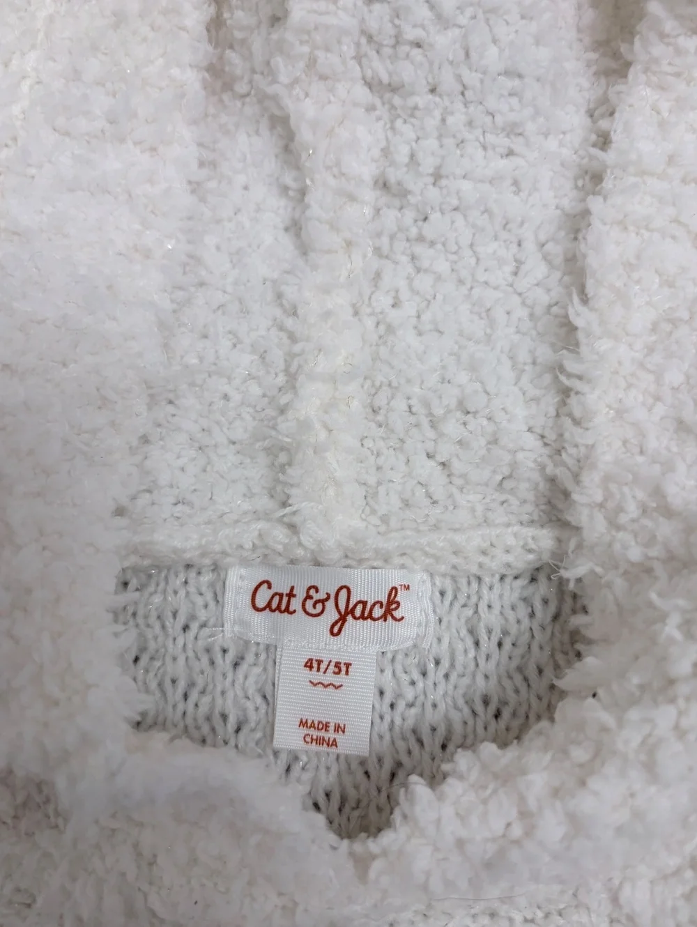 Cat & Jack Girls Cozy Hooded Poncho Sweater 4T/5T Unicorn White